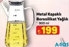 METAL KAPAKLI BOROSİLİKAT YAĞLIK 900 ML
